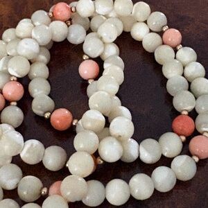 Salmon, Crème, Coral Beaded Necklace